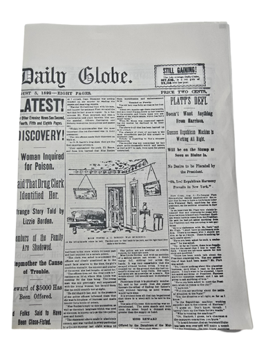 Official Lizzie Borden House Newspaper Replica