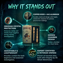 Product packaging with features highlighted on a dark background