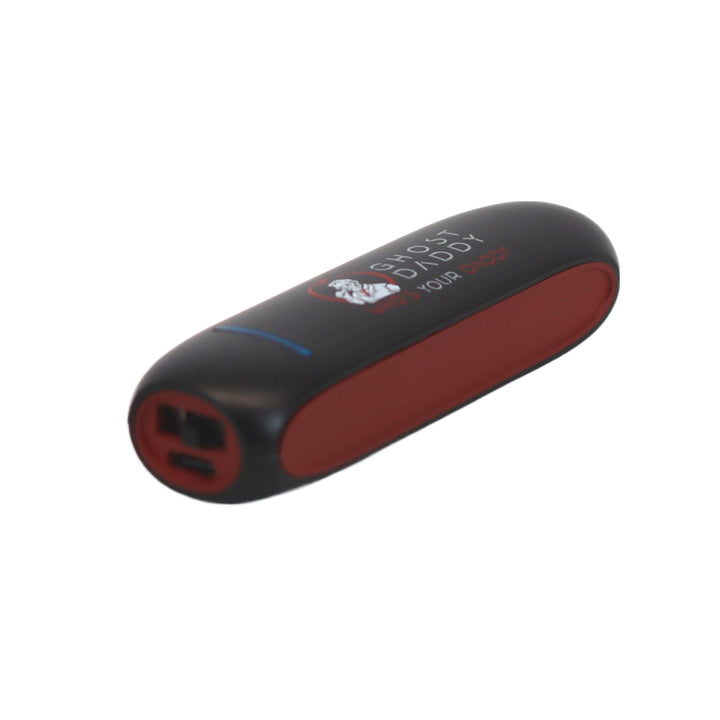 Black and red power bank with 'Shout Daddy' branding on a white background