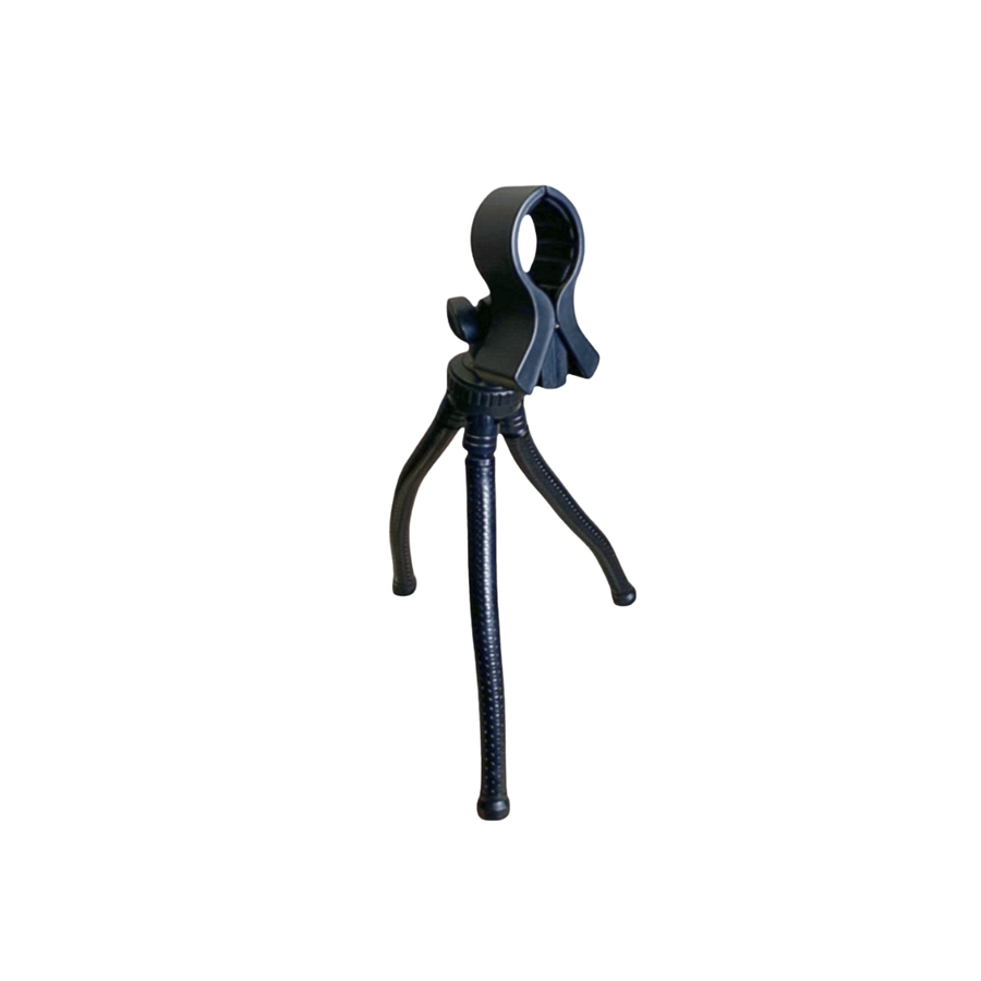 Black tripod stand on a white background
