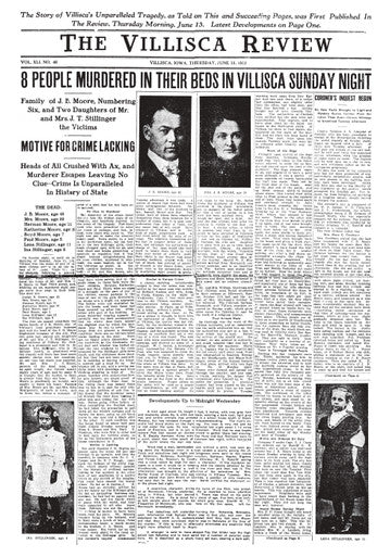 Official Villisca Axe Murder House Newspaper Replica