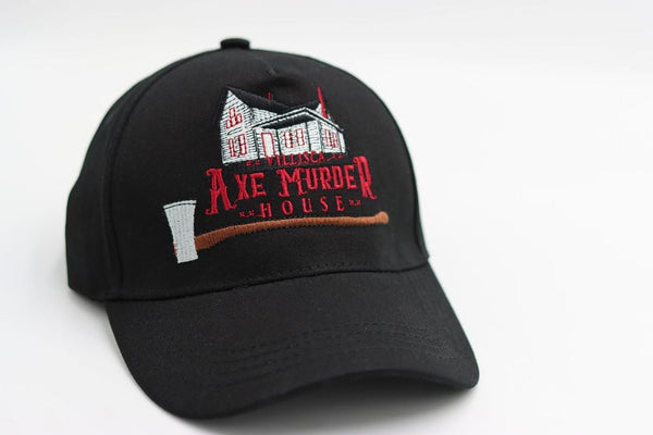 The Villisca Axe Murder House Baseball Cap, inspired by the infamous 1912 murders, combines comfort with a chilling design, making it perfect for history buffs, true crime enthusiasts, and paranormal story fans.