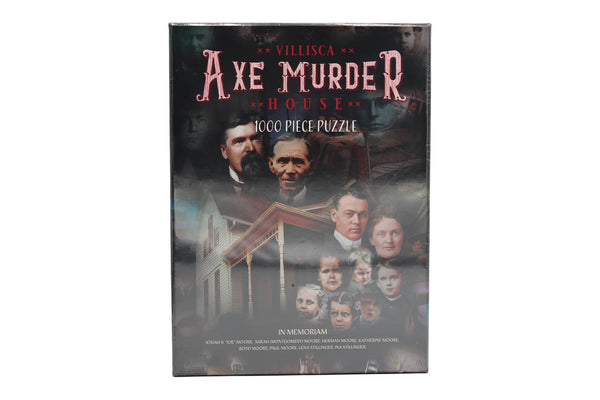 The Villisca Axe Murder House 1000 Jigsaw Pieces Puzzle offers hours of entertainment with its hauntingly detailed image of the infamous house, perfect for puzzle enthusiasts, true crime fans, and history buffs.